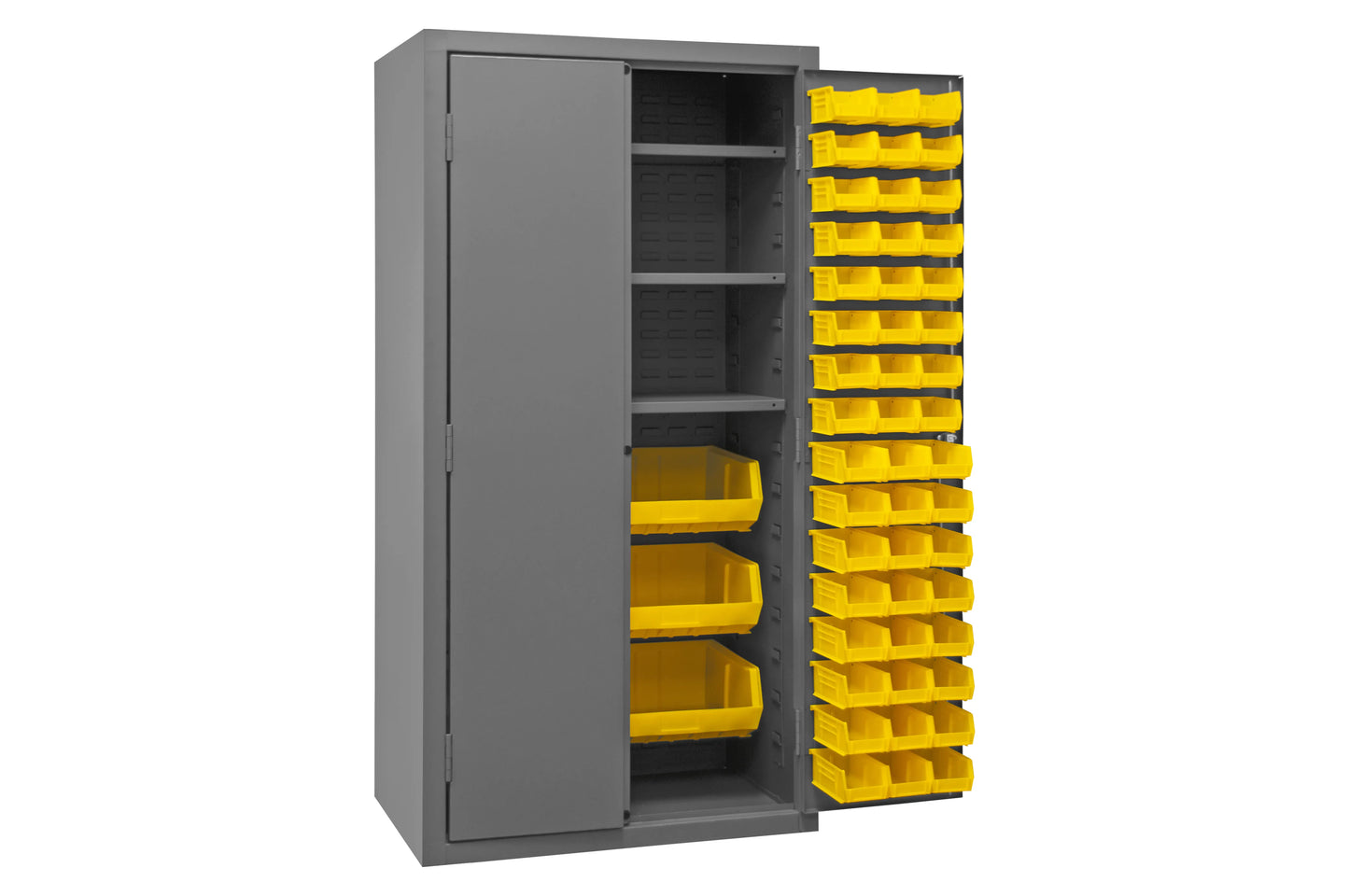 Cabinet, 3 Shelves, 102 Yellow Bins