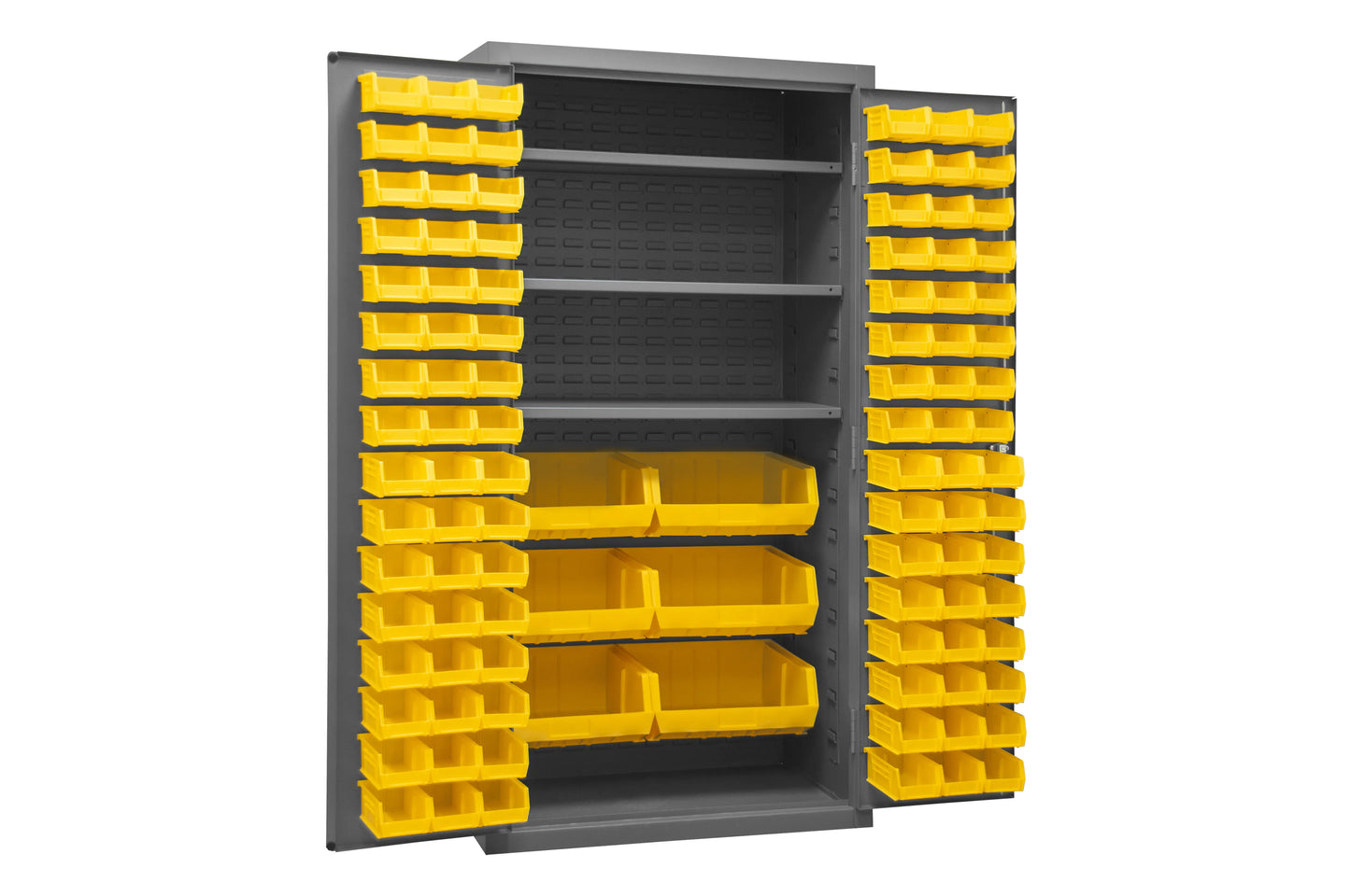 Cabinet, 3 Shelves, 102 Yellow Bins
