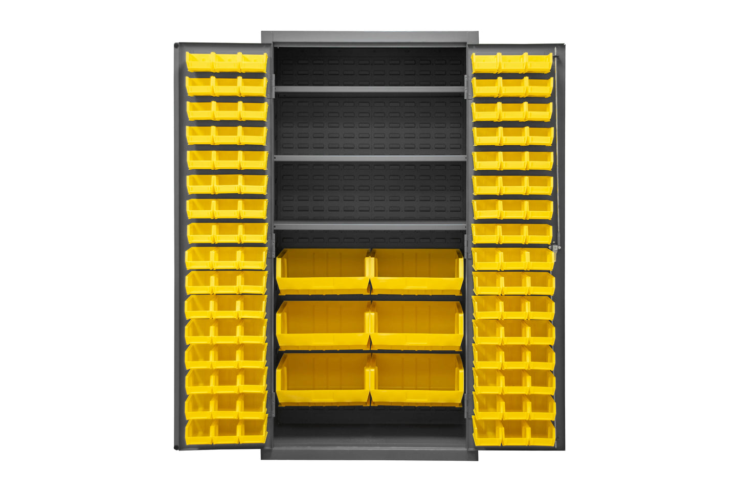Cabinet, 3 Shelves, 102 Yellow Bins