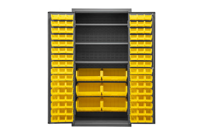 Cabinet, 3 Shelves, 102 Yellow Bins