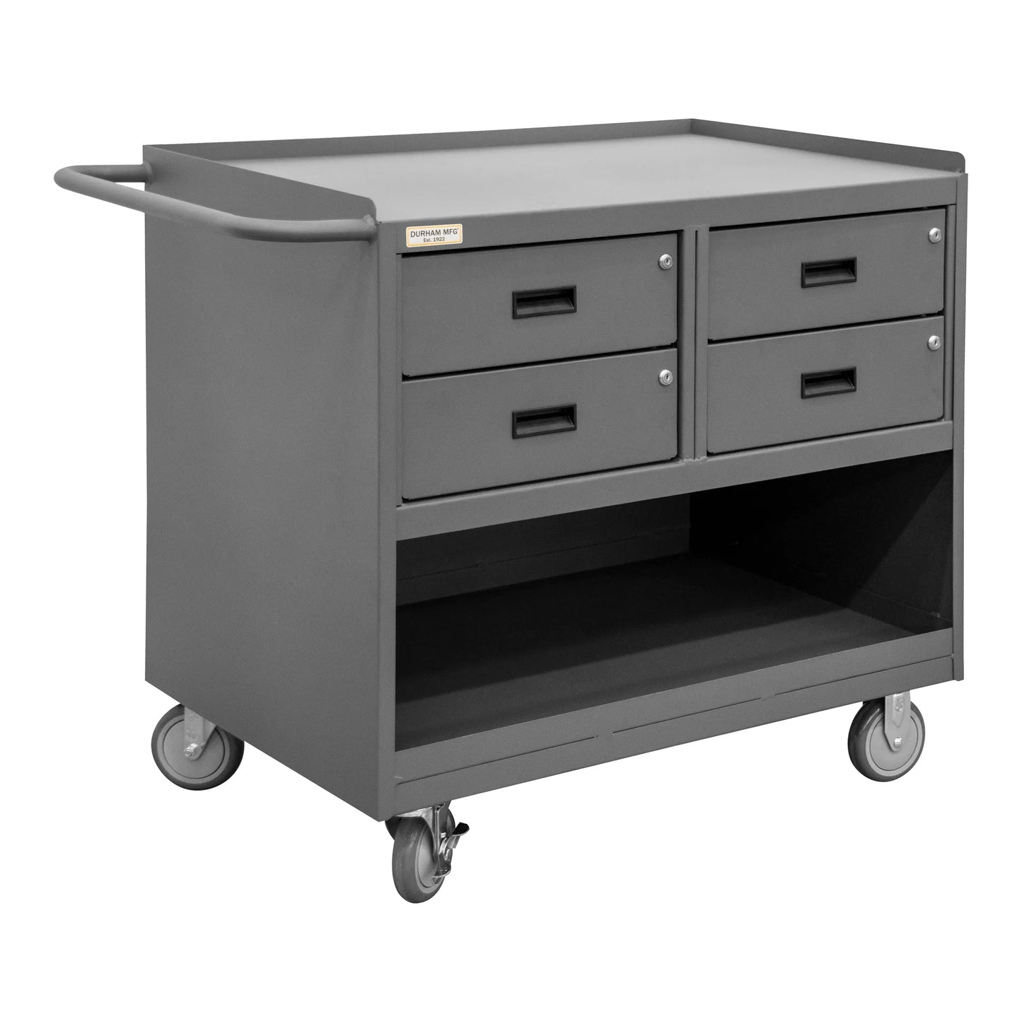 Mobile Bench Cabinet, 4 Drawer, No Doors