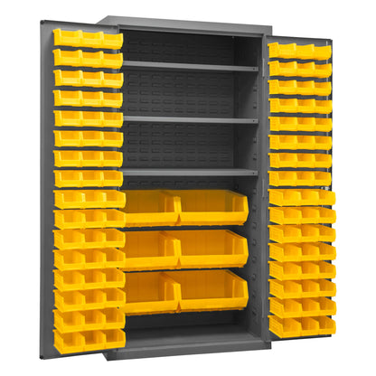 Cabinet, 3 Shelves, 102 Yellow Bins