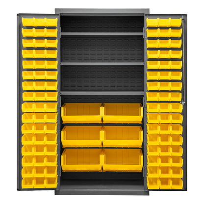 Cabinet, 3 Shelves, 102 Yellow Bins