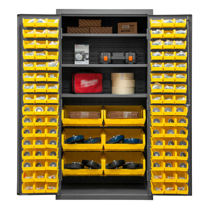 Cabinet, 3 Shelves, 102 Yellow Bins